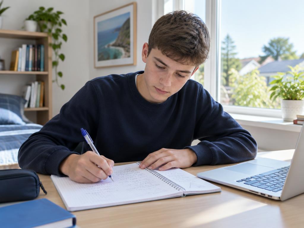 Student preparing for a maths assessment